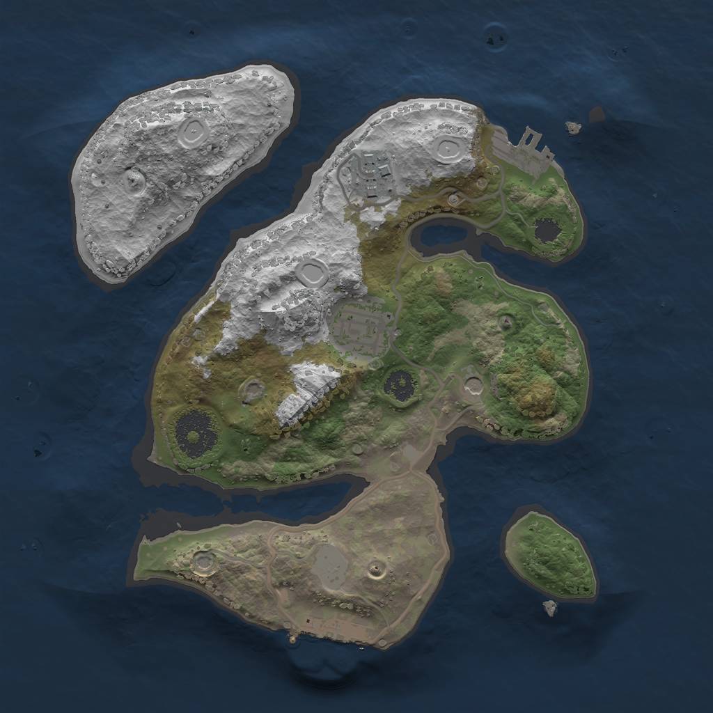 Rust Map: Procedural Map, Size: 2449, Seed: 1354538949, 10 Monuments