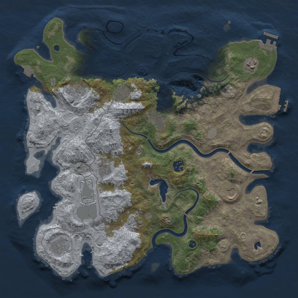 Rust Map: Procedural Map, Size: 4000, Seed: 343795, 17 Monuments