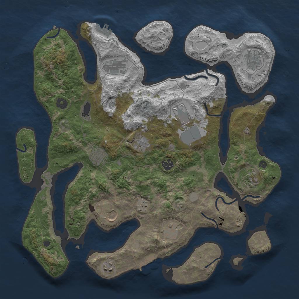 Rust Map: Procedural Map, Size: 3950, Seed: 530558265, 19 Monuments
