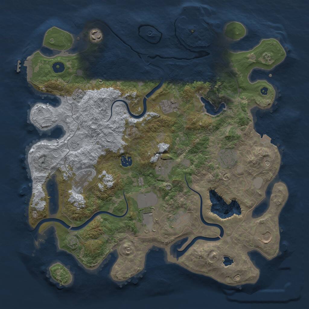 Rust Map: Procedural Map, Size: 4000, Seed: 1217953504, 16 Monuments