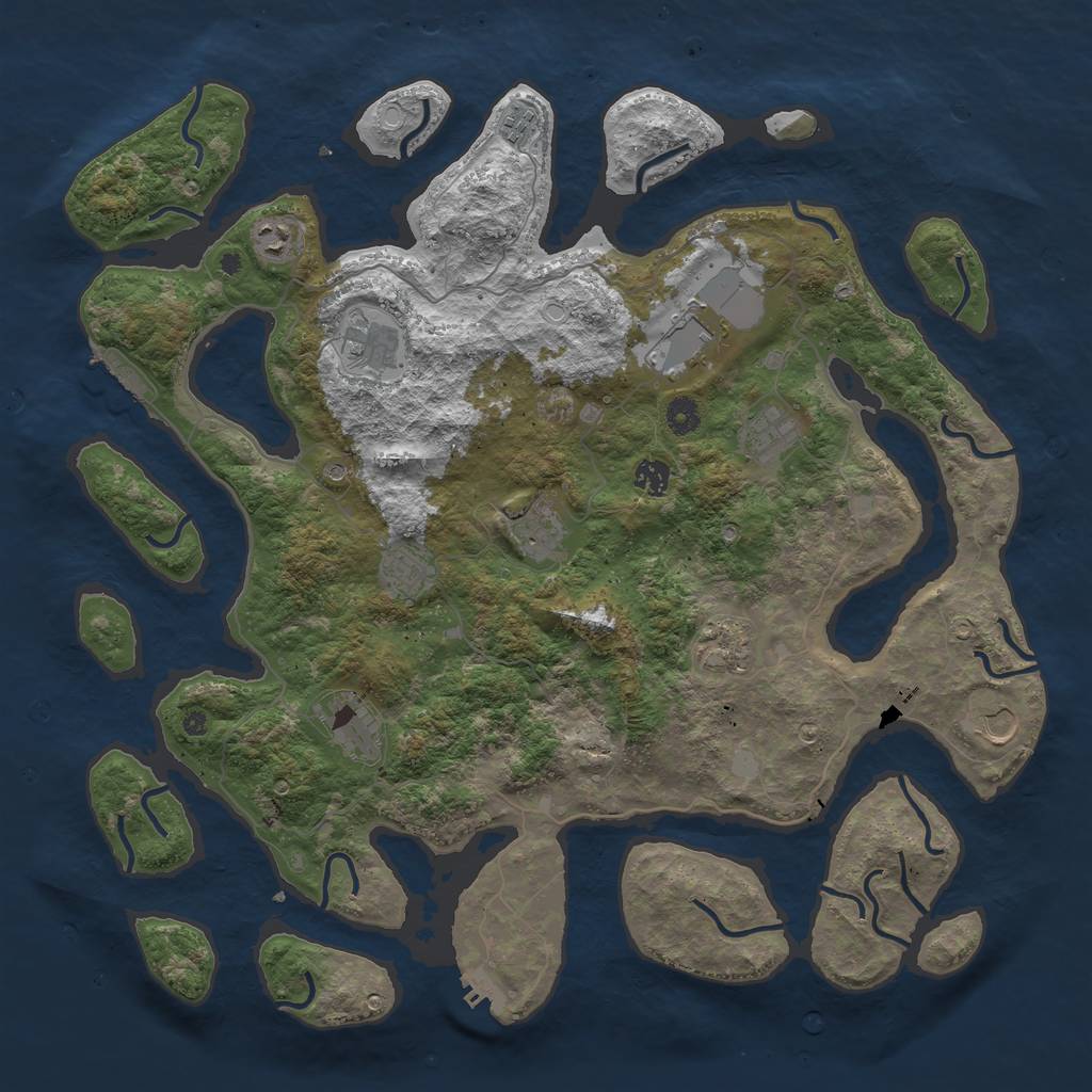 Rust Map: Procedural Map, Size: 4500, Seed: 1386480380, 19 Monuments