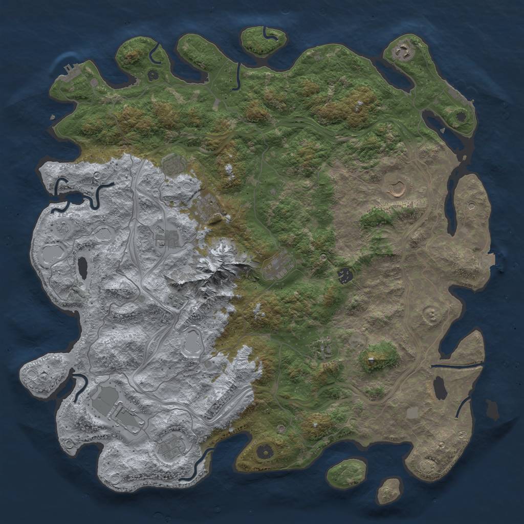Rust Map: Procedural Map, Size: 5000, Seed: 569627, 19 Monuments
