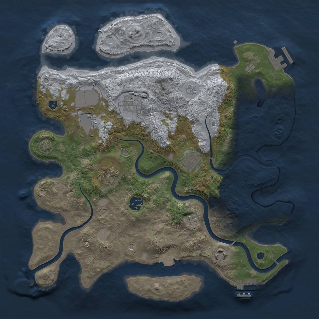 Rust Map: Procedural Map, Size: 3500, Seed: 516453816, 13 Monuments