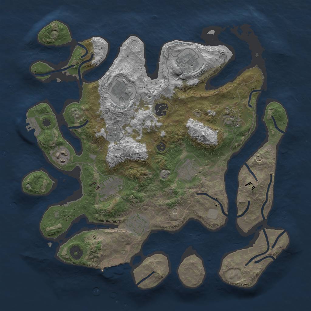 Rust Map: Procedural Map, Size: 3500, Seed: 190713956, 17 Monuments