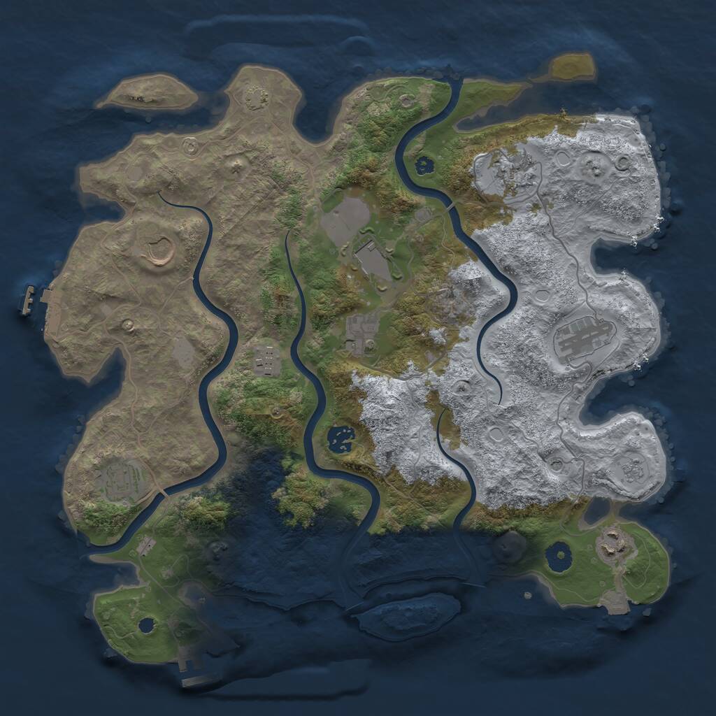 Rust Map: Procedural Map, Size: 3800, Seed: 20320489, 15 Monuments