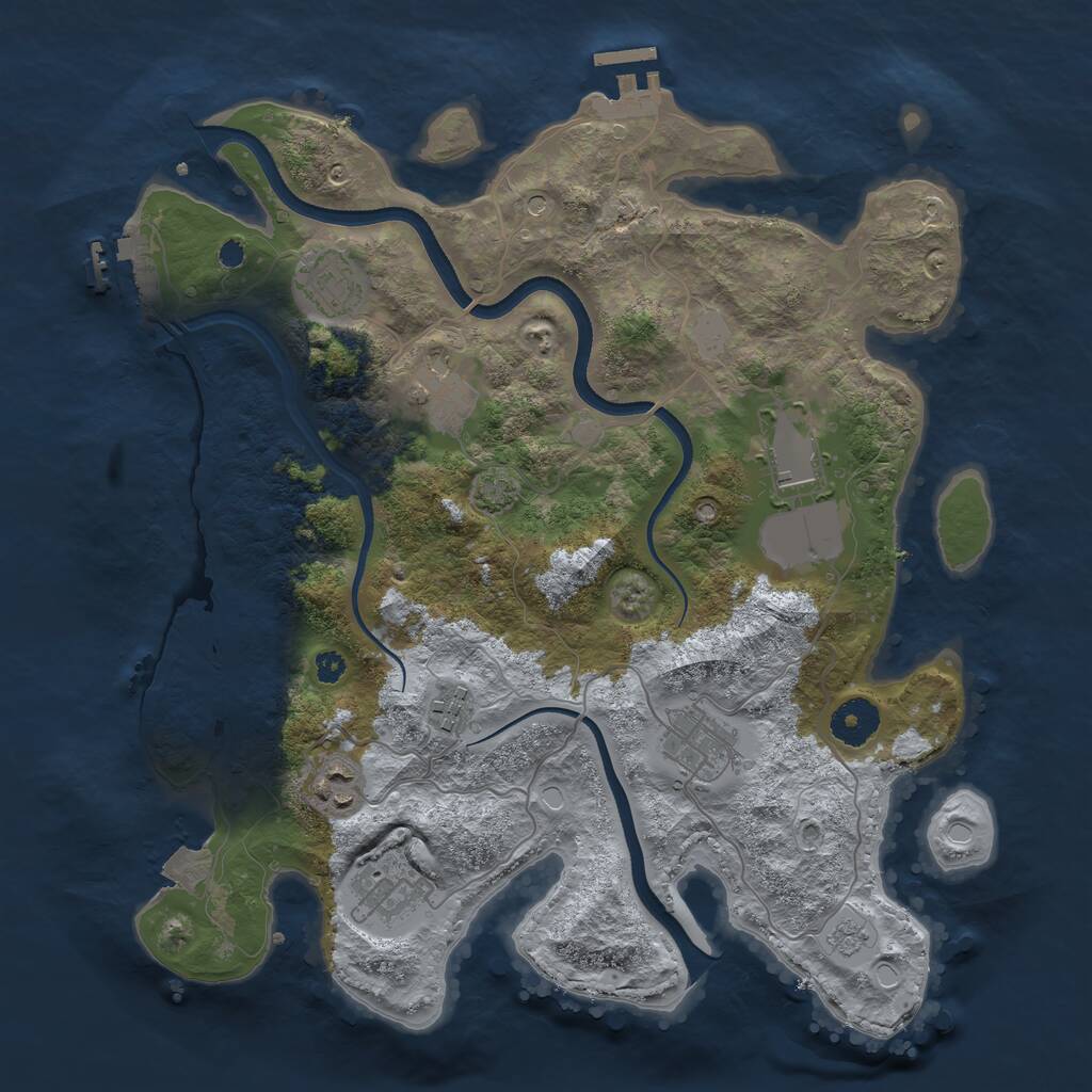 Rust Map: Procedural Map, Size: 3500, Seed: 626389944, 13 Monuments
