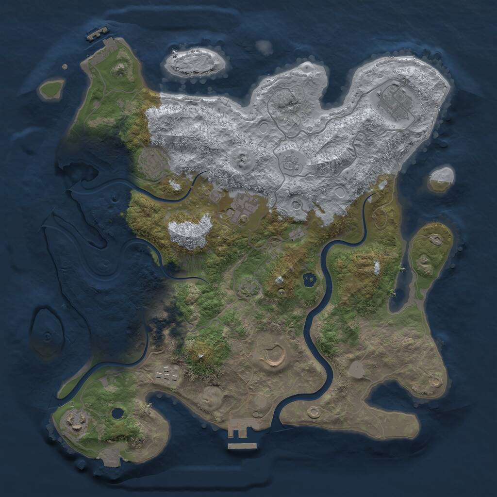 Rust Map: Procedural Map, Size: 3500, Seed: 298421321, 12 Monuments