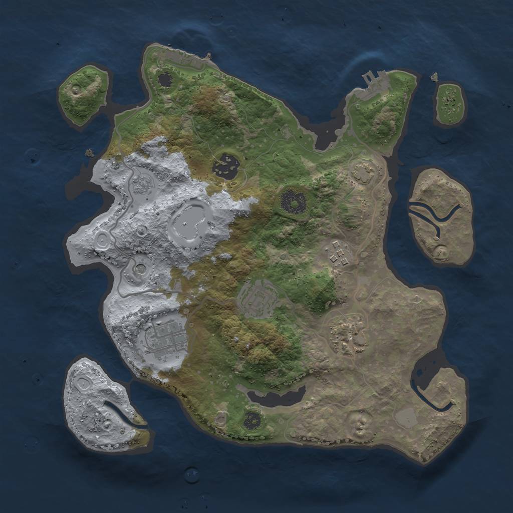 Rust Map: Procedural Map, Size: 3000, Seed: 193167, 13 Monuments