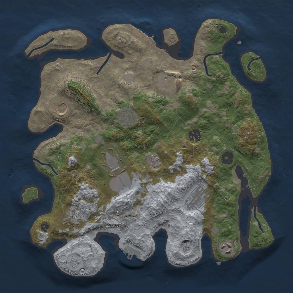 Rust Map: Procedural Map, Size: 3500, Seed: 532264519, 16 Monuments