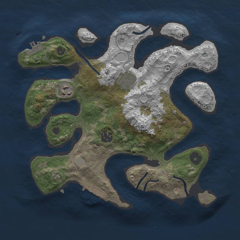 Rust Map: Procedural Map, Size: 3000, Seed: 2121458879, 11 Monuments