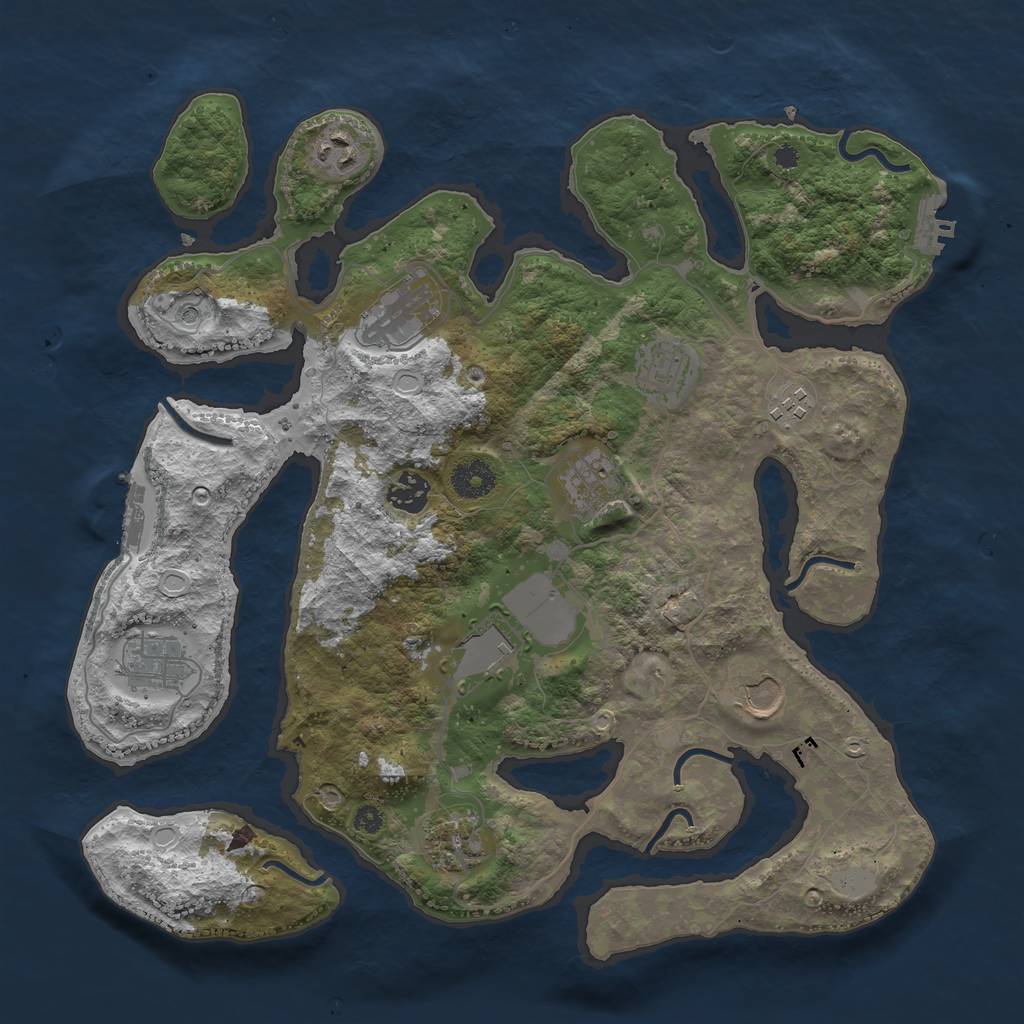 Rust Map: Procedural Map, Size: 3700, Seed: 1146239717, 18 Monuments