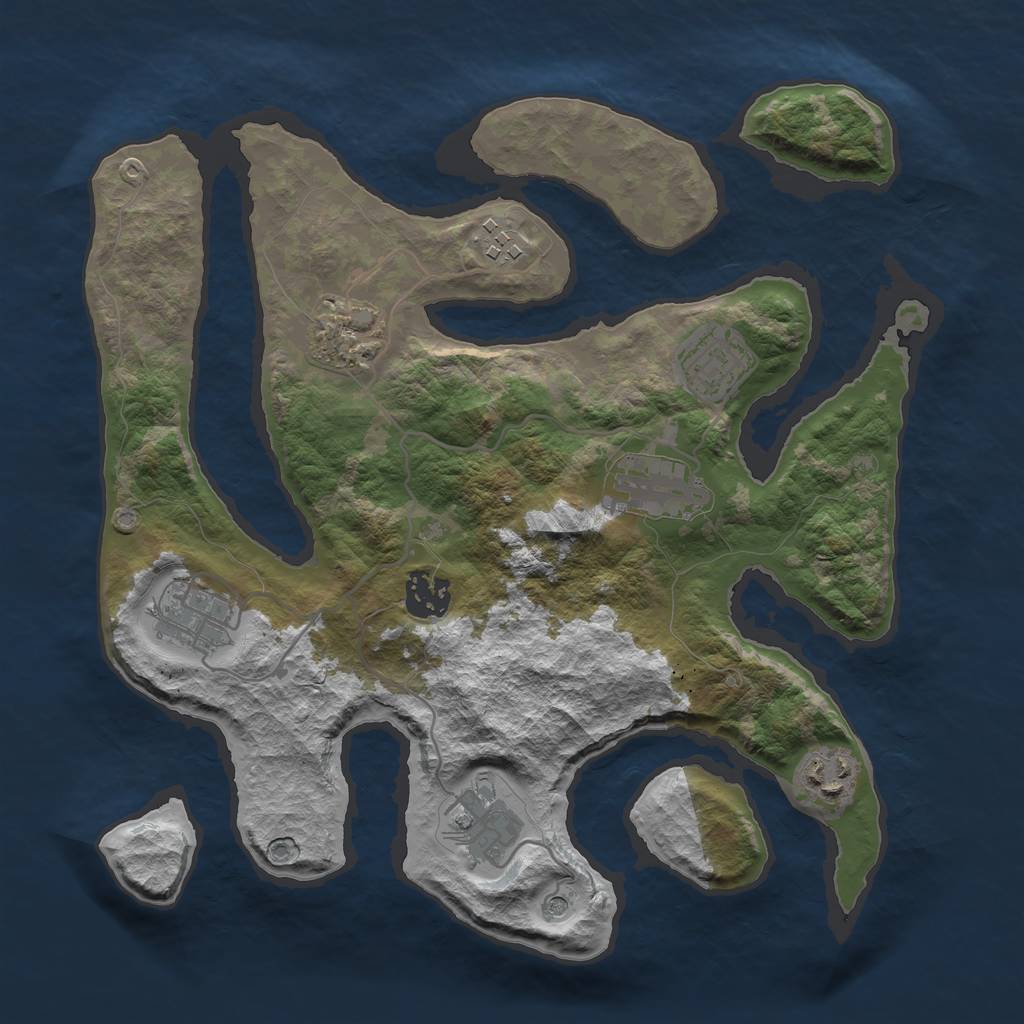 Rust Map: Barren, Size: 3200, Seed: 907, 11 Monuments