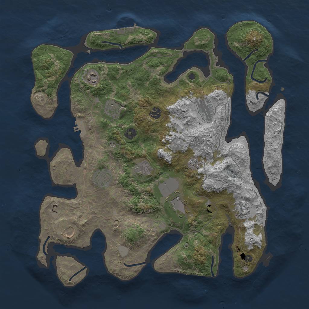 Rust Map: Procedural Map, Size: 4000, Seed: 835239455, 18 Monuments
