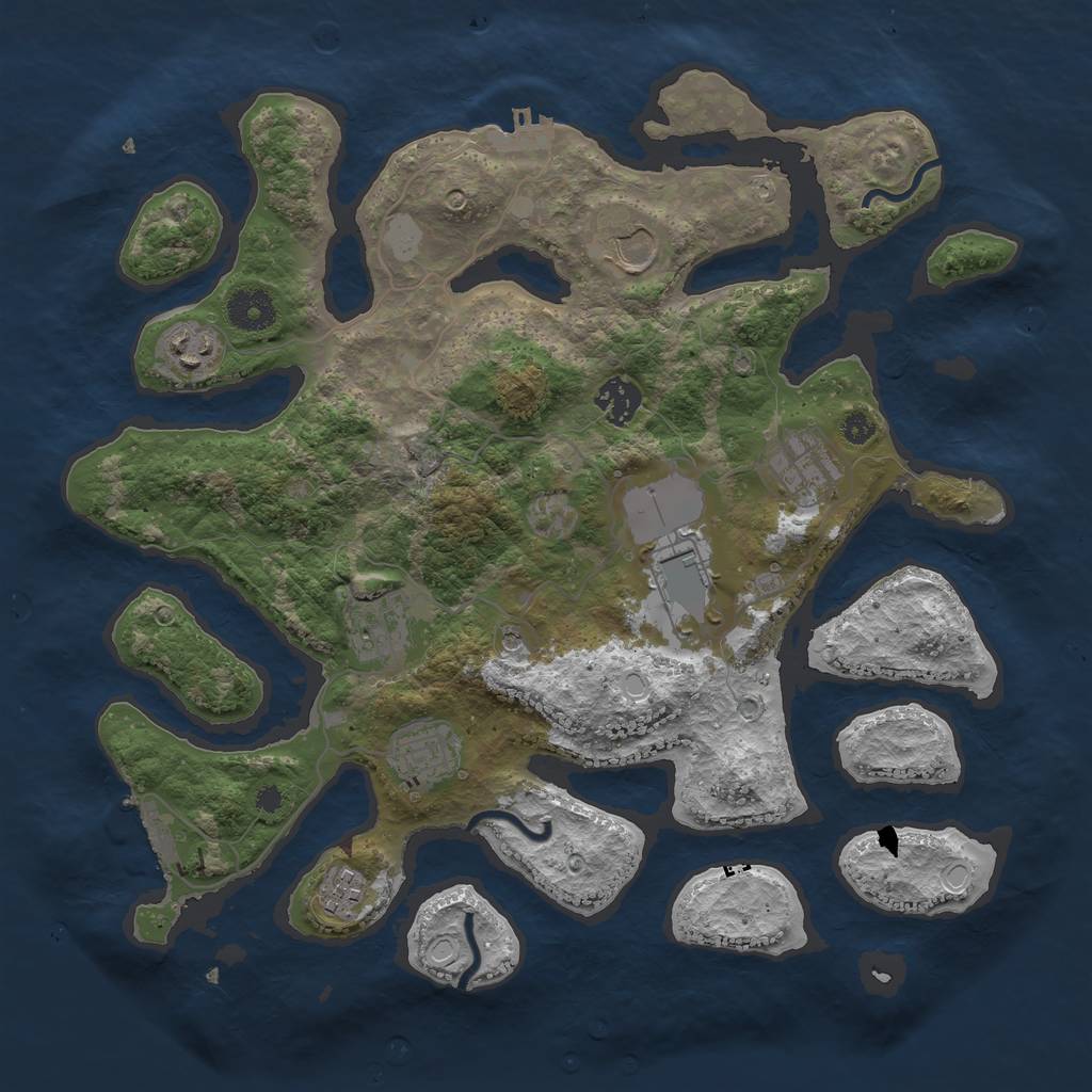 Rust Map: Procedural Map, Size: 3600, Seed: 199505716, 16 Monuments