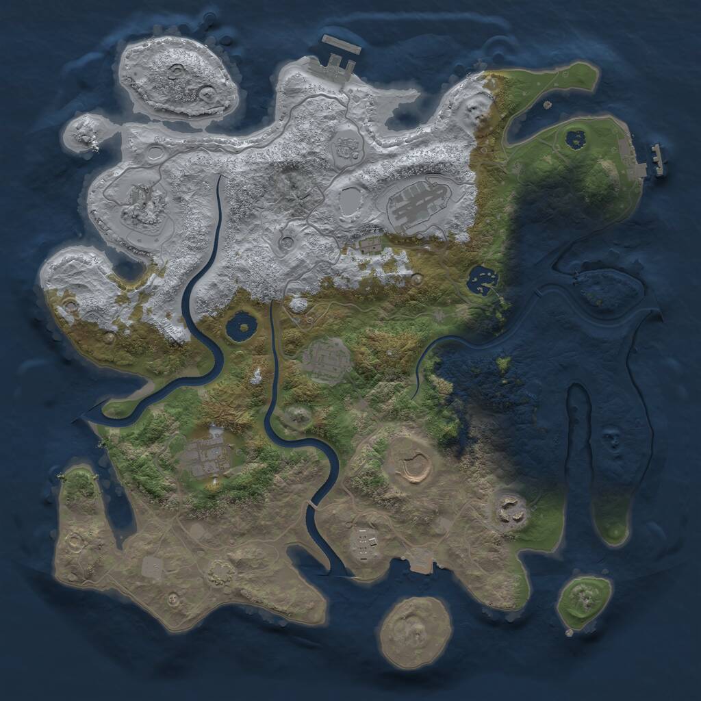 Rust Map: Procedural Map, Size: 3550, Seed: 143528, 14 Monuments