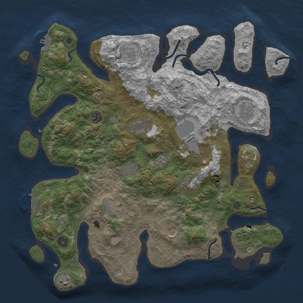 Rust Map: Procedural Map, Size: 4200, Seed: 255822282, 19 Monuments