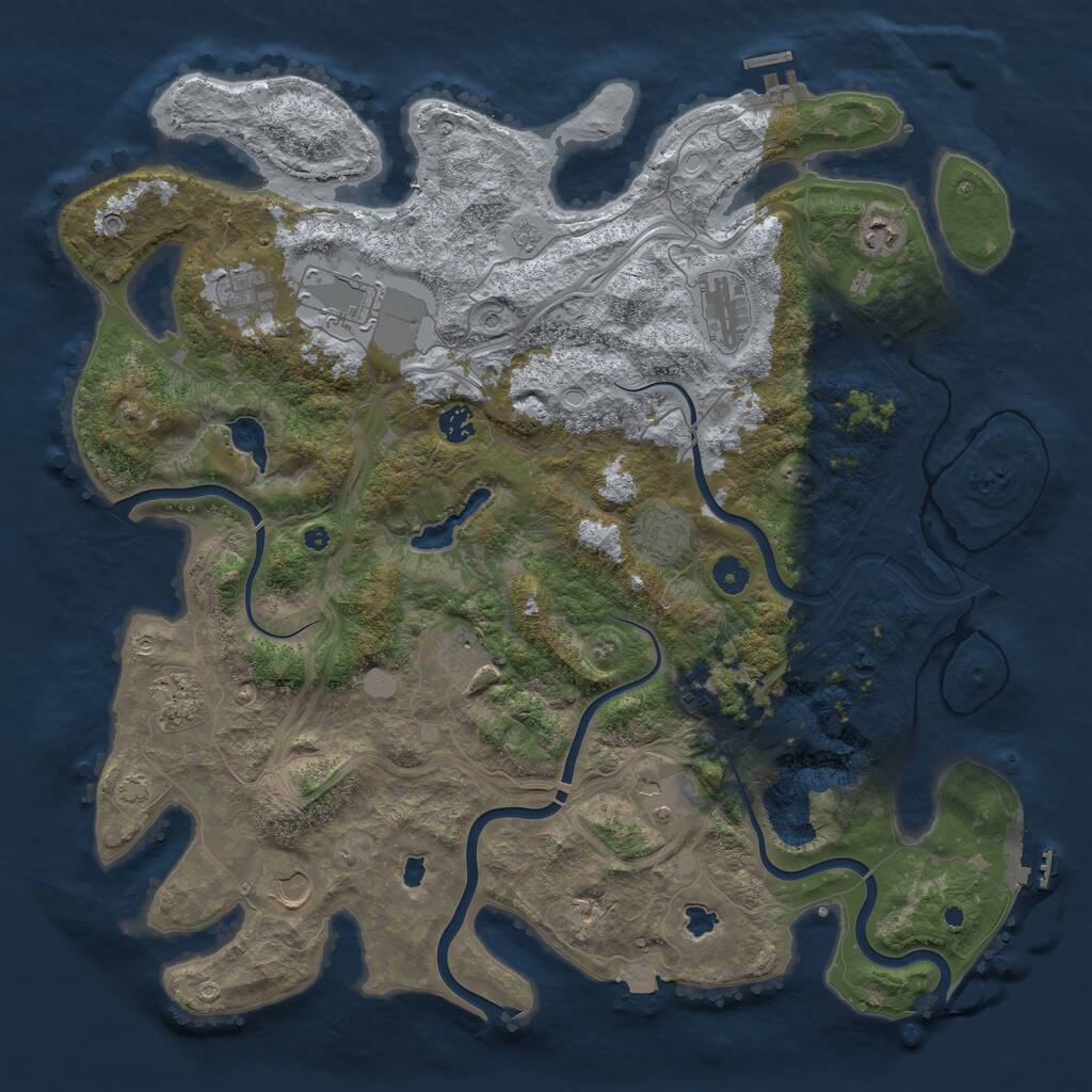 Rust Map: Procedural Map, Size: 4500, Seed: 45682401, 17 Monuments