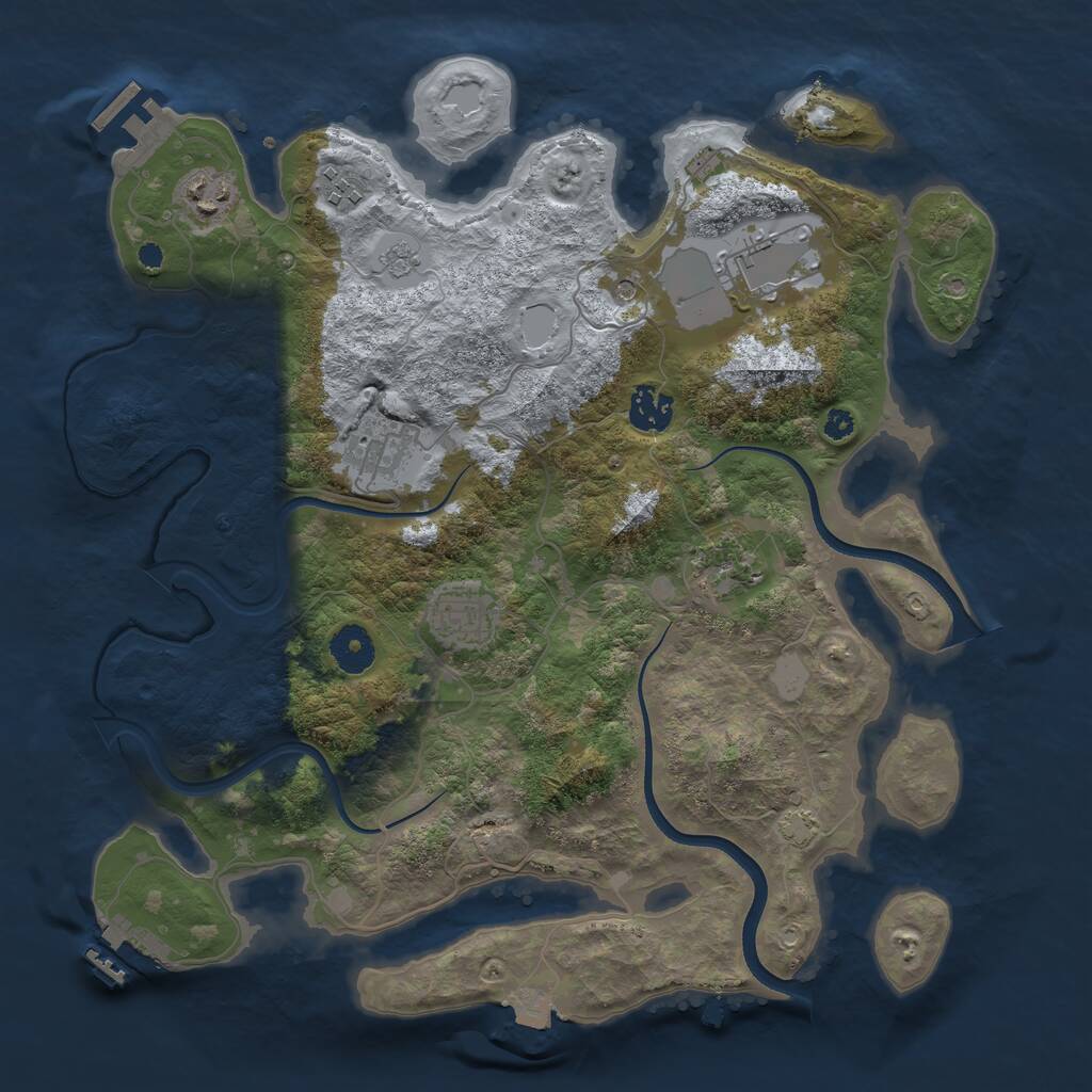 Rust Map: Procedural Map, Size: 3600, Seed: 866110303, 13 Monuments