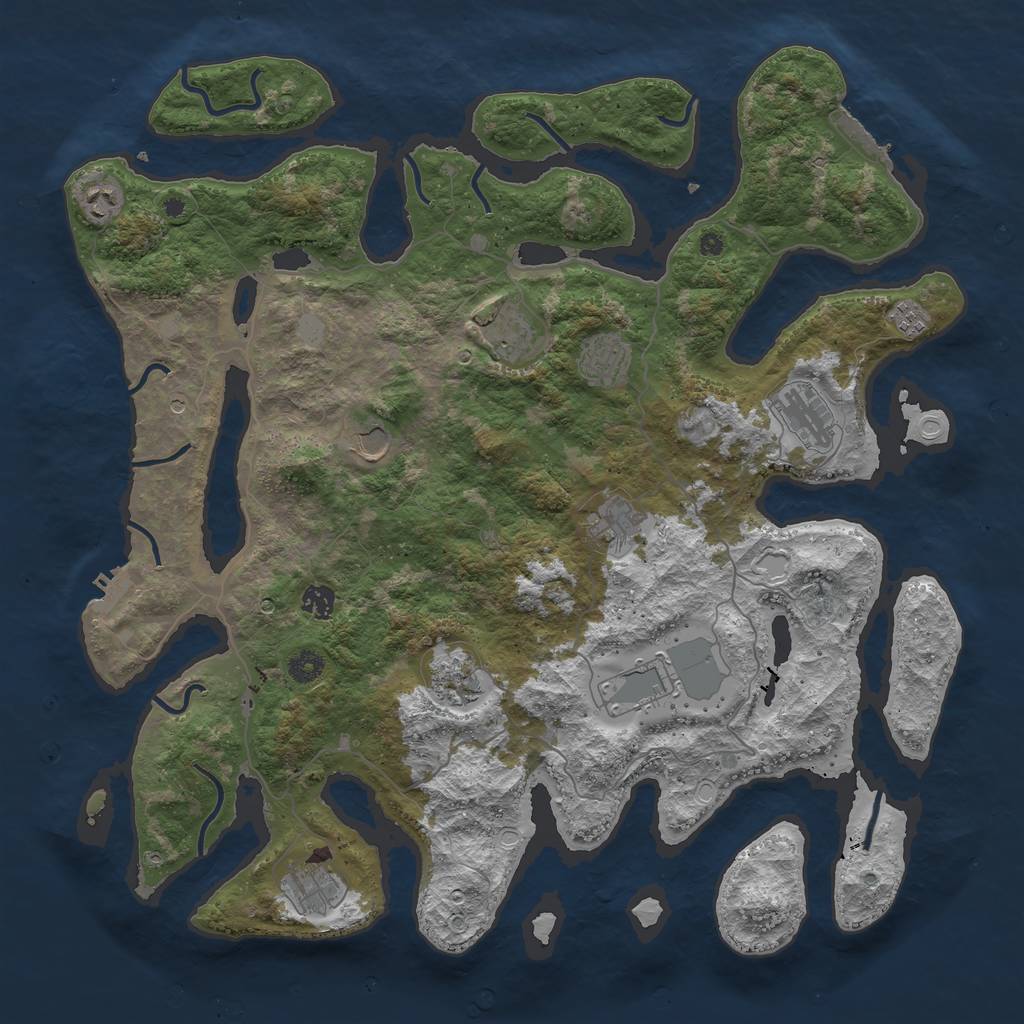 Rust Map: Procedural Map, Size: 4500, Seed: 1686986632, 19 Monuments
