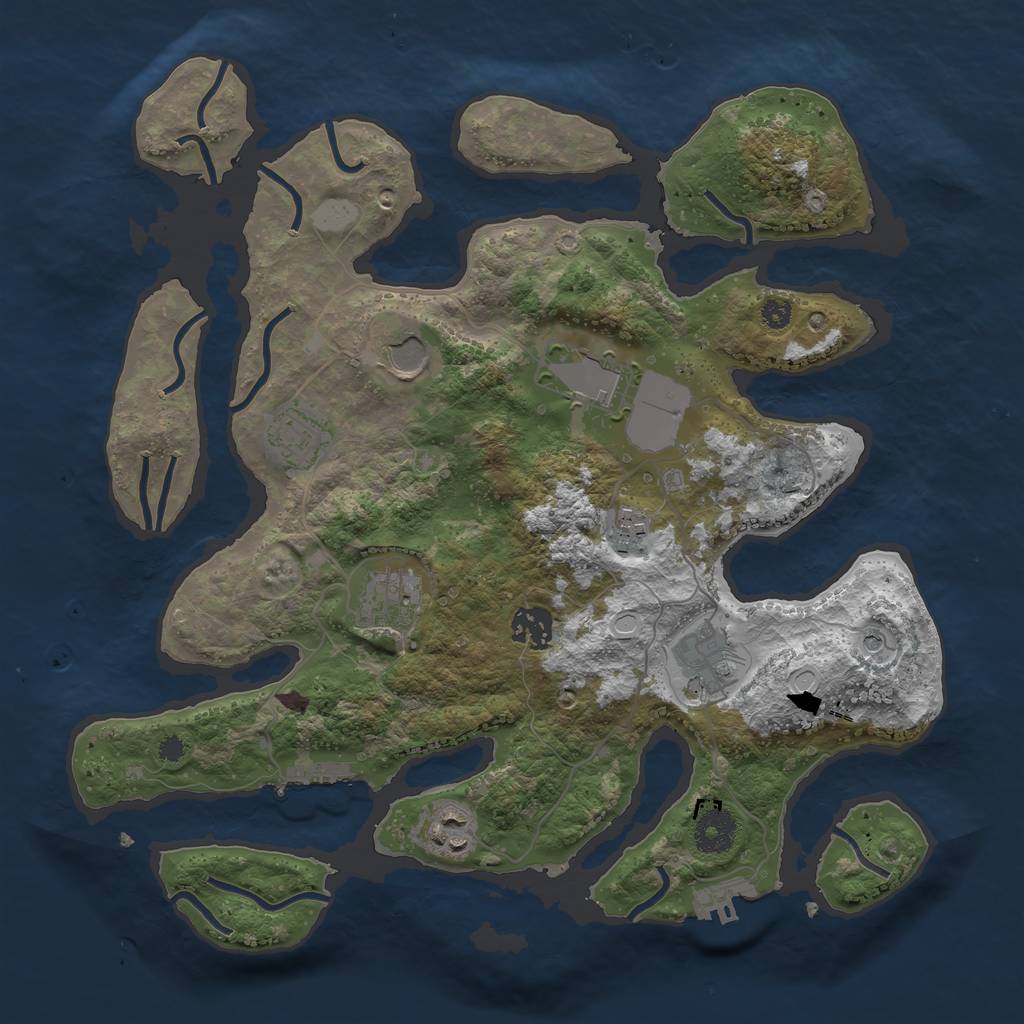Rust Map: Procedural Map, Size: 3500, Seed: 23423, 16 Monuments