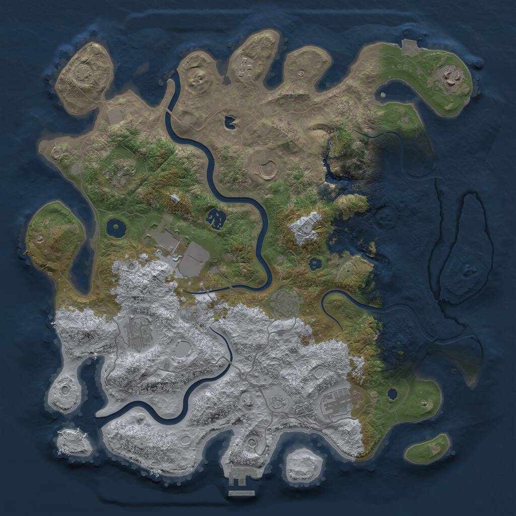 Rust Map: Procedural Map, Size: 4000, Seed: 463662419, 14 Monuments