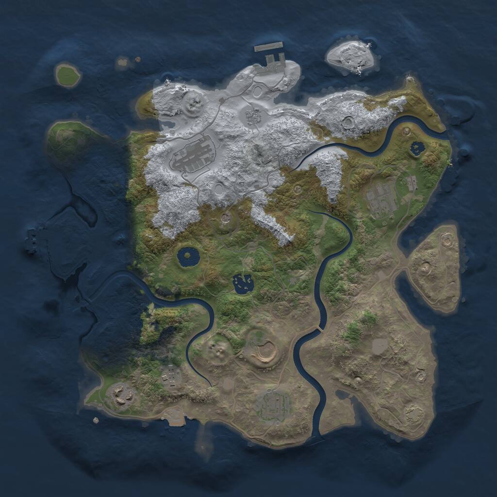 Rust Map: Procedural Map, Size: 3500, Seed: 1685216076, 13 Monuments
