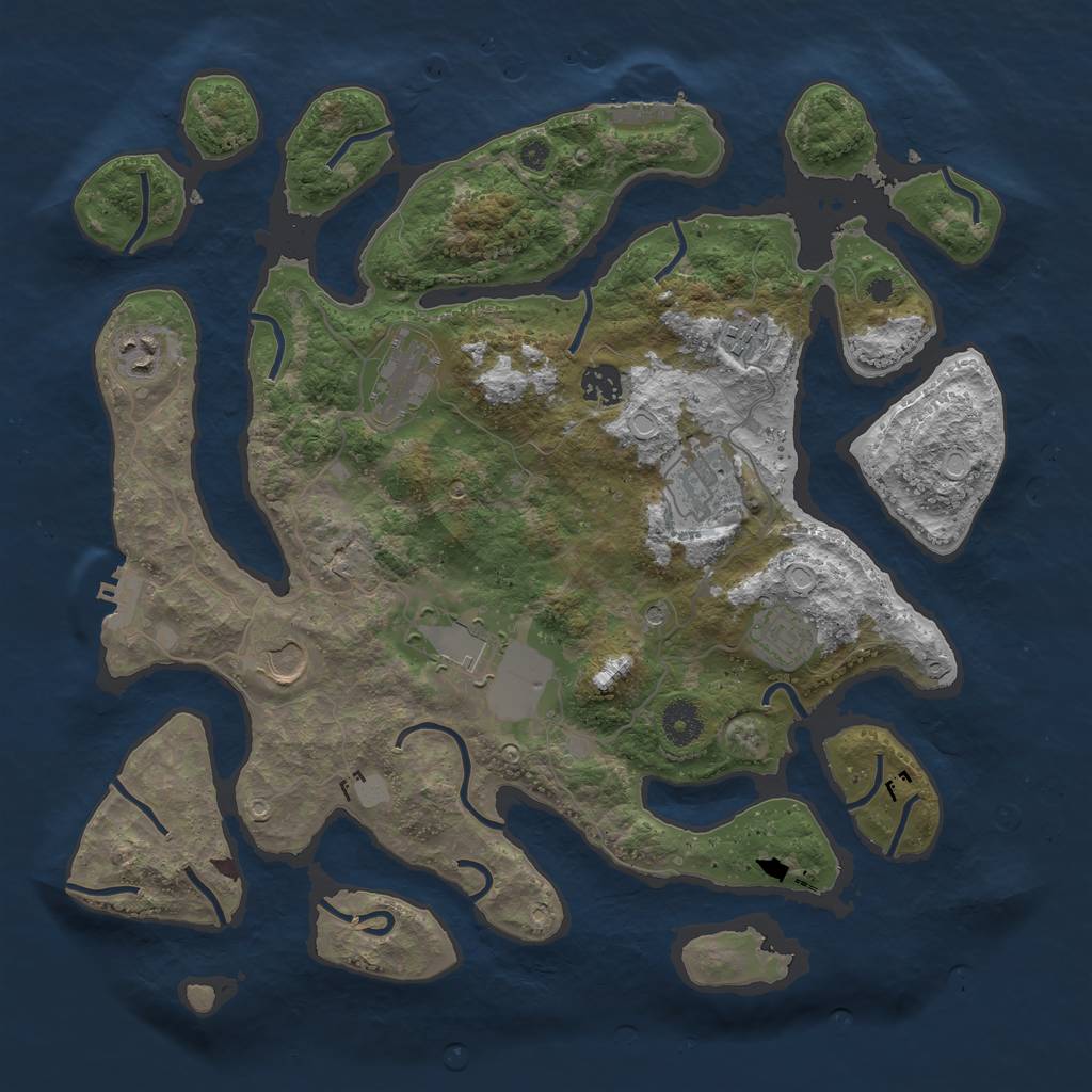 Rust Map: Procedural Map, Size: 3850, Seed: 817567845, 16 Monuments