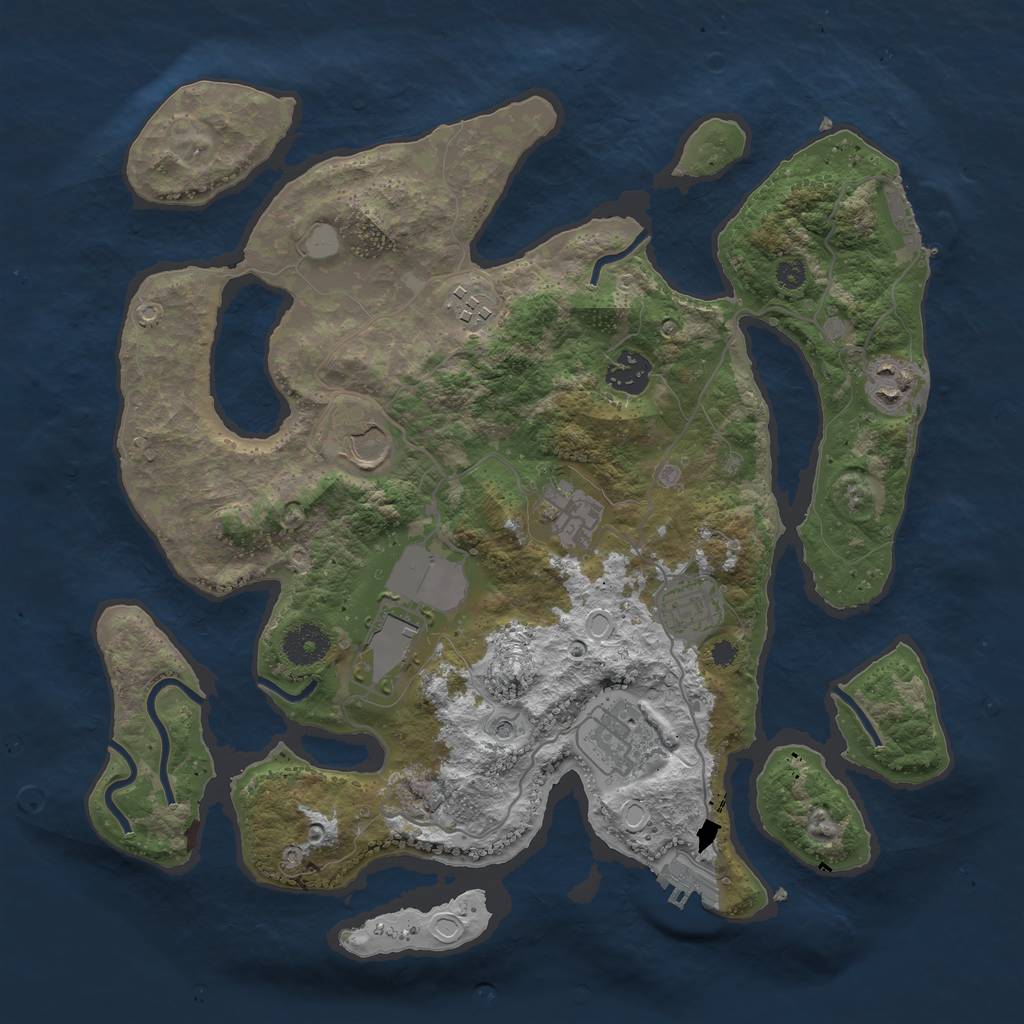 Rust Map: Procedural Map, Size: 3550, Seed: 31912520, 16 Monuments