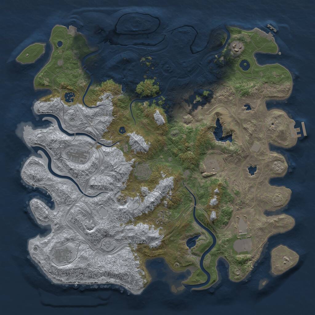 Rust Map: Procedural Map, Size: 4500, Seed: 211203, 16 Monuments