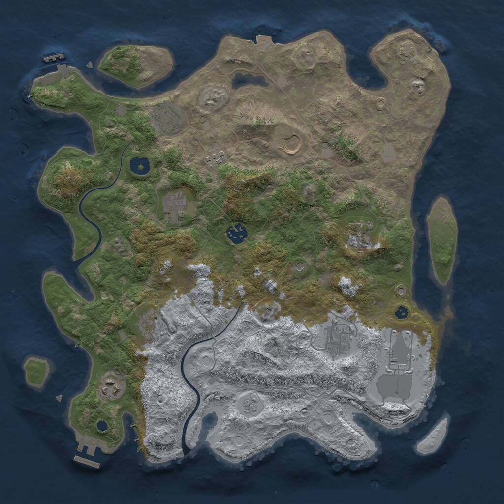 Rust Map: Procedural Map, Size: 3850, Seed: 1942703300, 16 Monuments