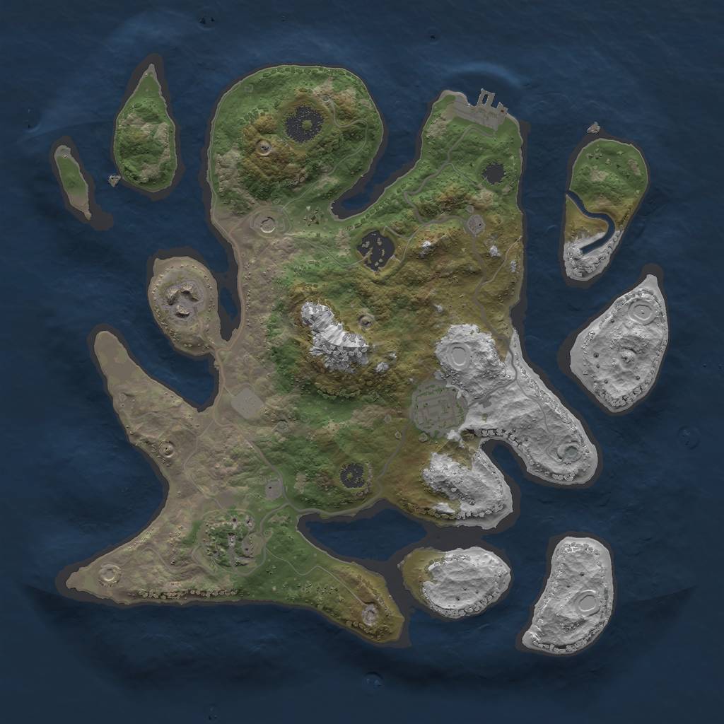 Rust Map: Procedural Map, Size: 3000, Seed: 728208013, 11 Monuments