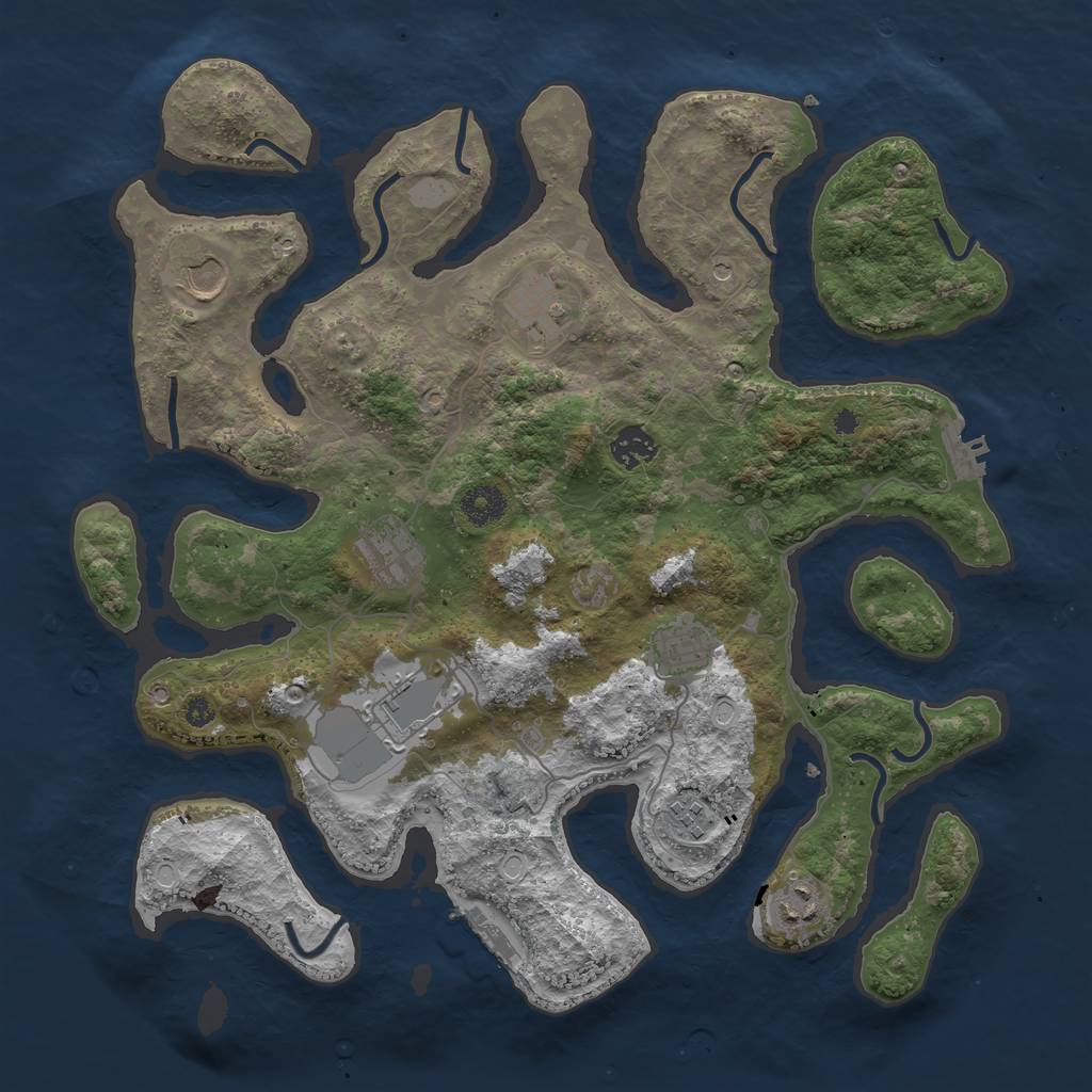 Rust Map: Procedural Map, Size: 3800, Seed: 1965106, 16 Monuments