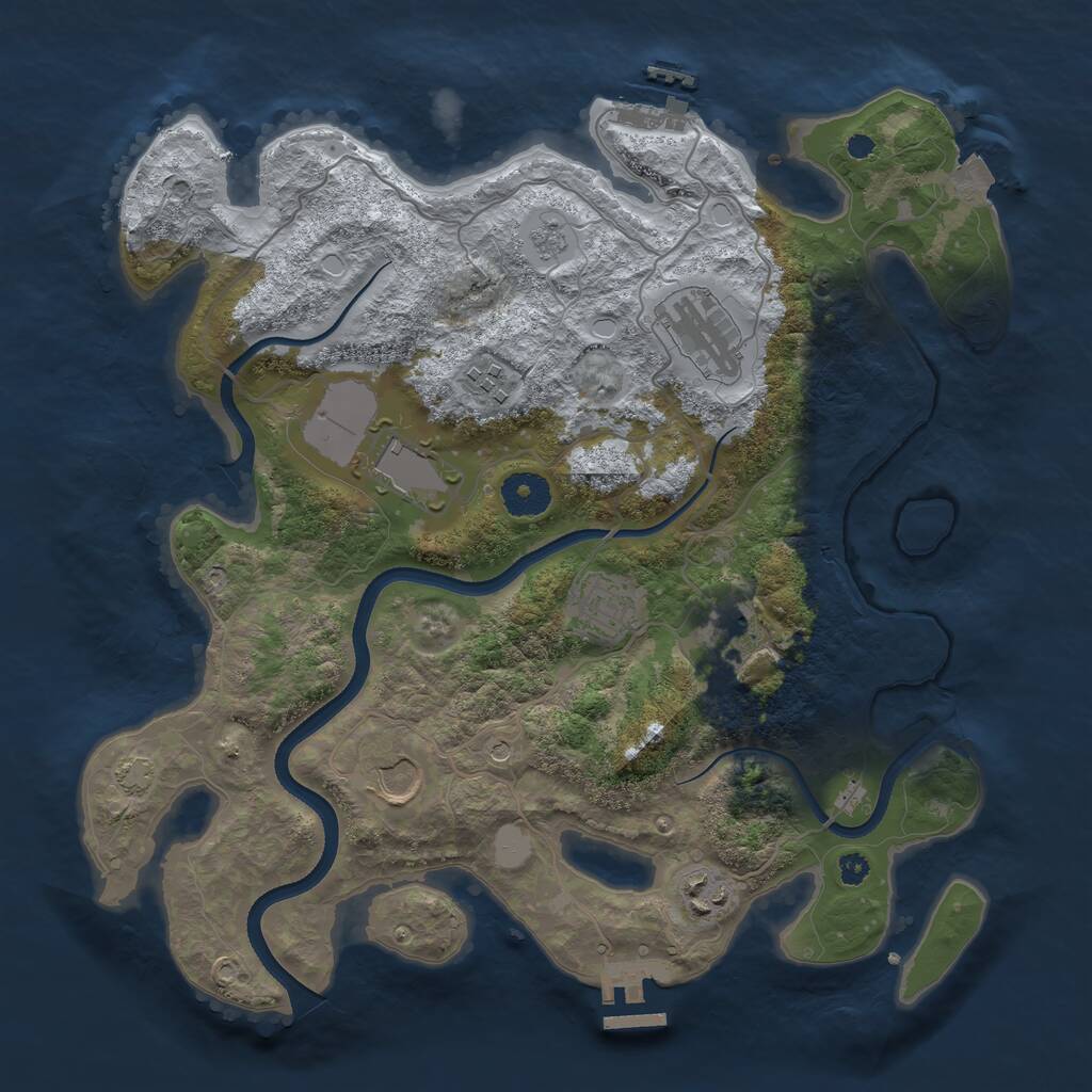 Rust Map: Procedural Map, Size: 3500, Seed: 336721573, 13 Monuments