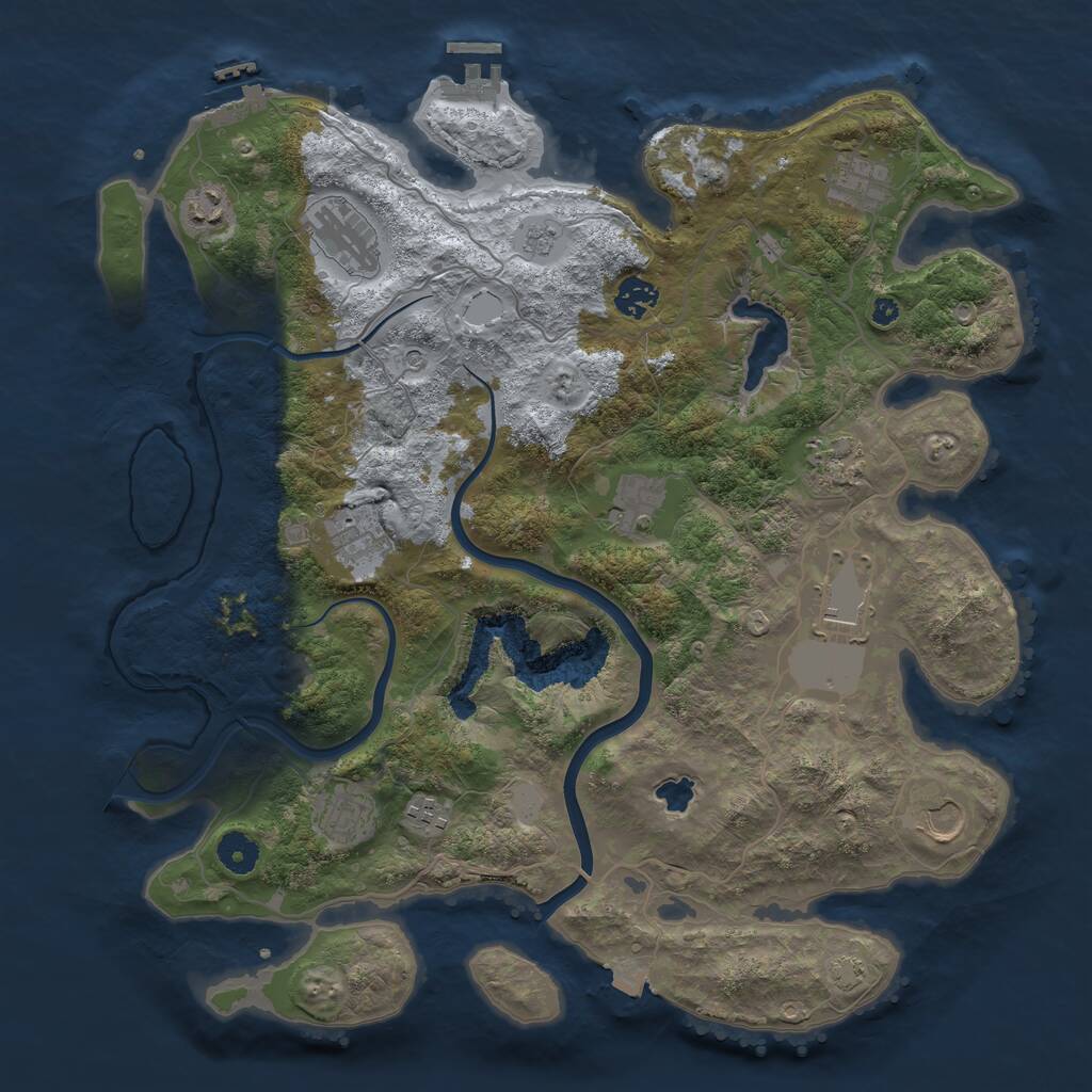 Rust Map: Procedural Map, Size: 4000, Seed: 800316006, 17 Monuments