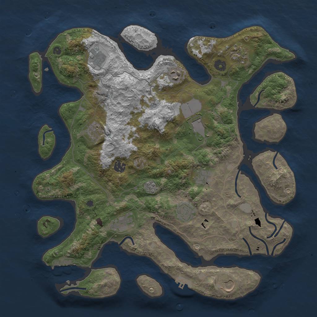 Rust Map: Procedural Map, Size: 4000, Seed: 800316006, 19 Monuments