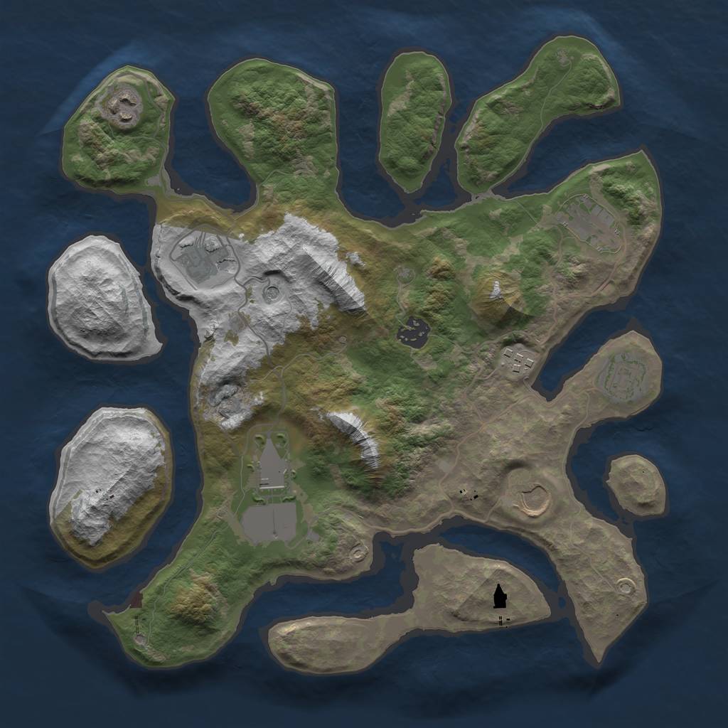 Rust Map: Barren, Size: 3500, Seed: 61, 11 Monuments