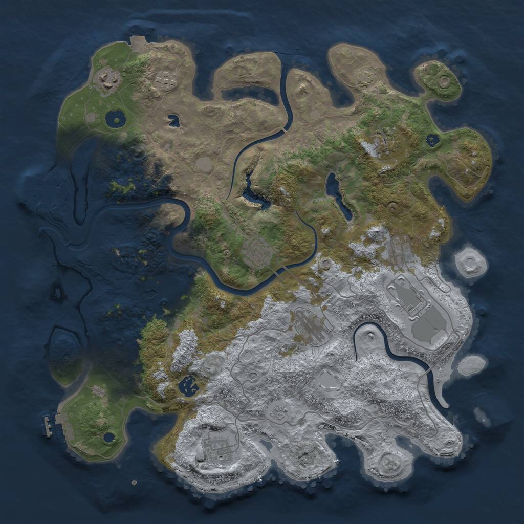 Rust Map: Procedural Map, Size: 4000, Seed: 32757695, 16 Monuments