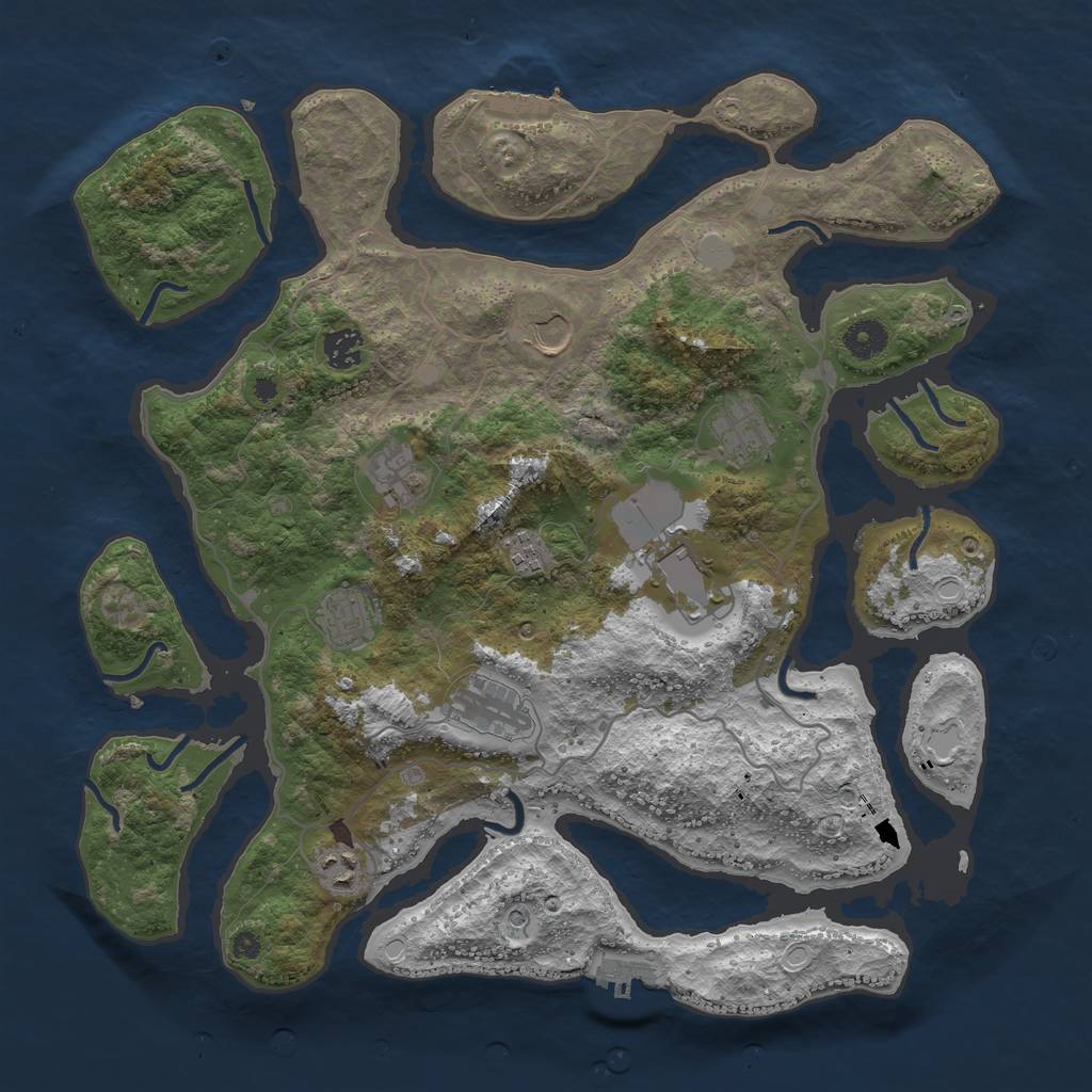 Rust Map: Procedural Map, Size: 4000, Seed: 668992, 17 Monuments