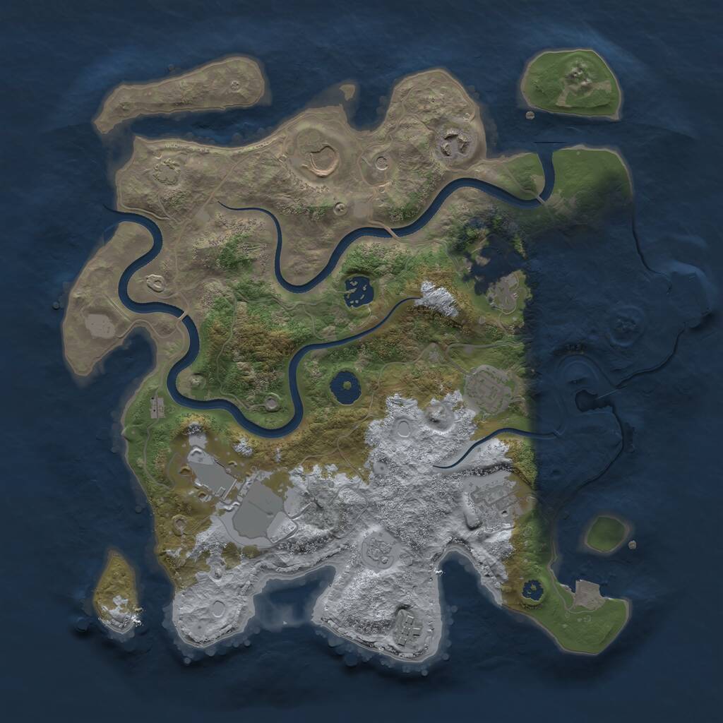 Rust Map: Procedural Map, Size: 3500, Seed: 1249443960, 13 Monuments