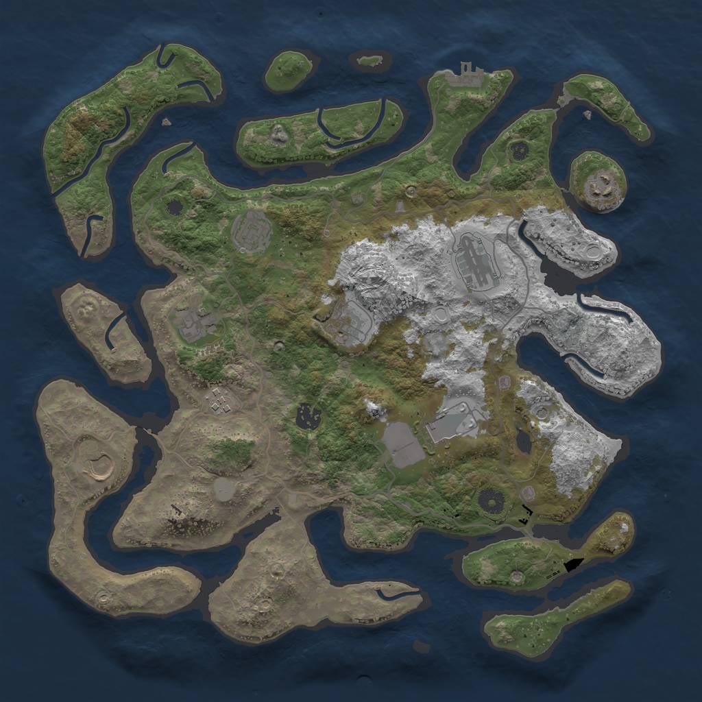 Rust Map: Procedural Map, Size: 4000, Seed: 97854587, 16 Monuments