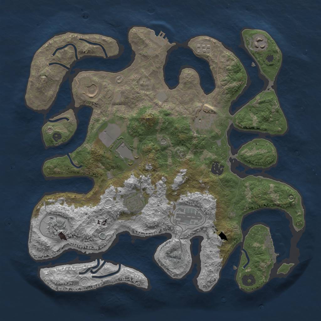 Rust Map: Procedural Map, Size: 3700, Seed: 87878499, 17 Monuments