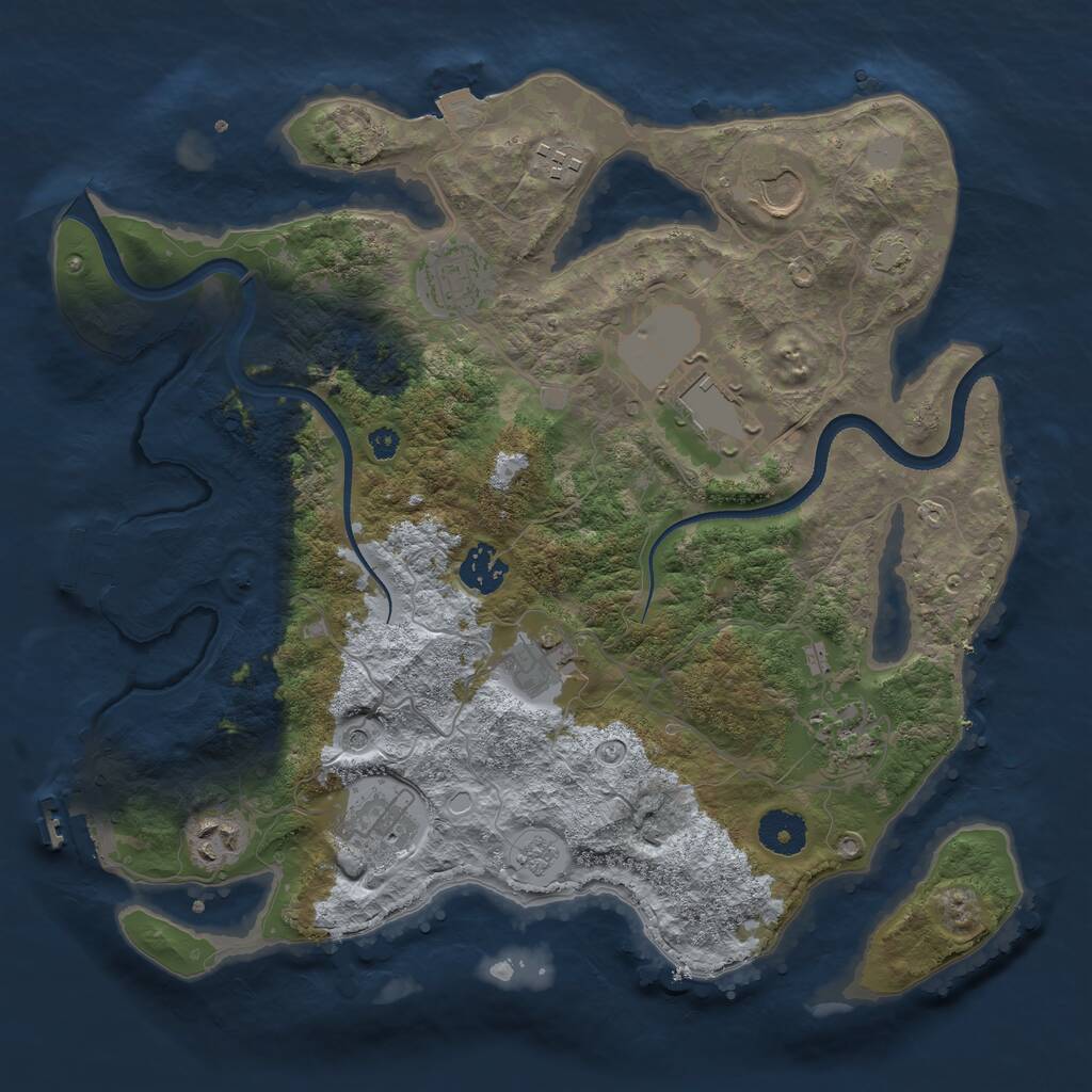 Rust Map: Procedural Map, Size: 3500, Seed: 92749373, 15 Monuments