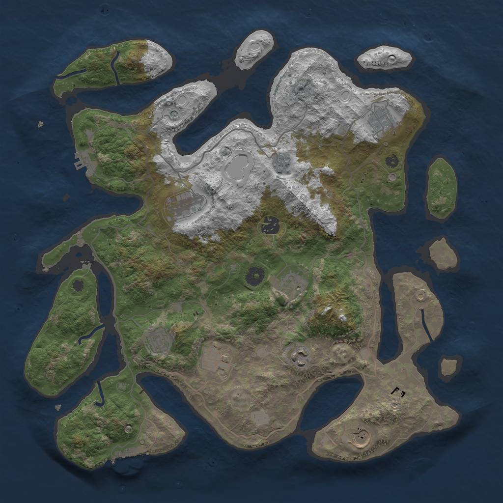 Rust Map: Procedural Map, Size: 4000, Seed: 184450668, 17 Monuments