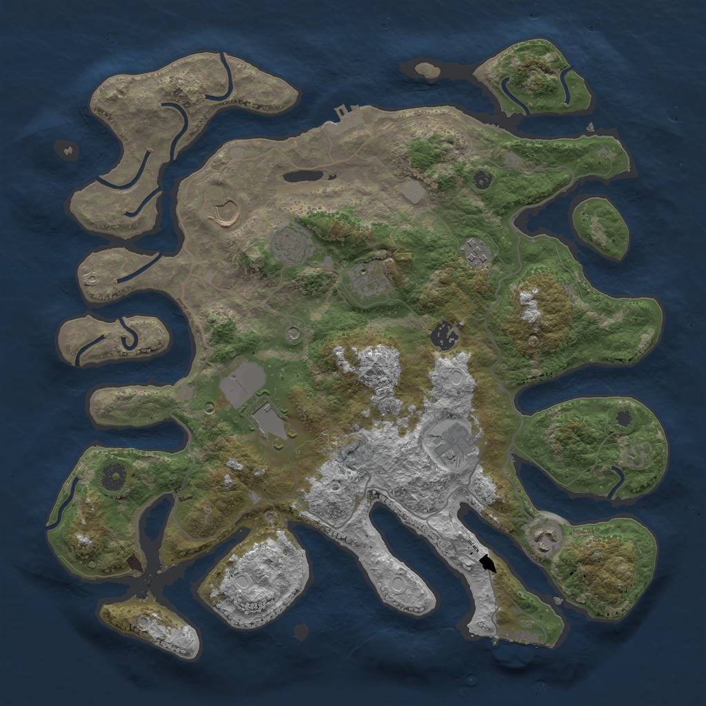 Rust Map: Procedural Map, Size: 4000, Seed: 735119706, 16 Monuments