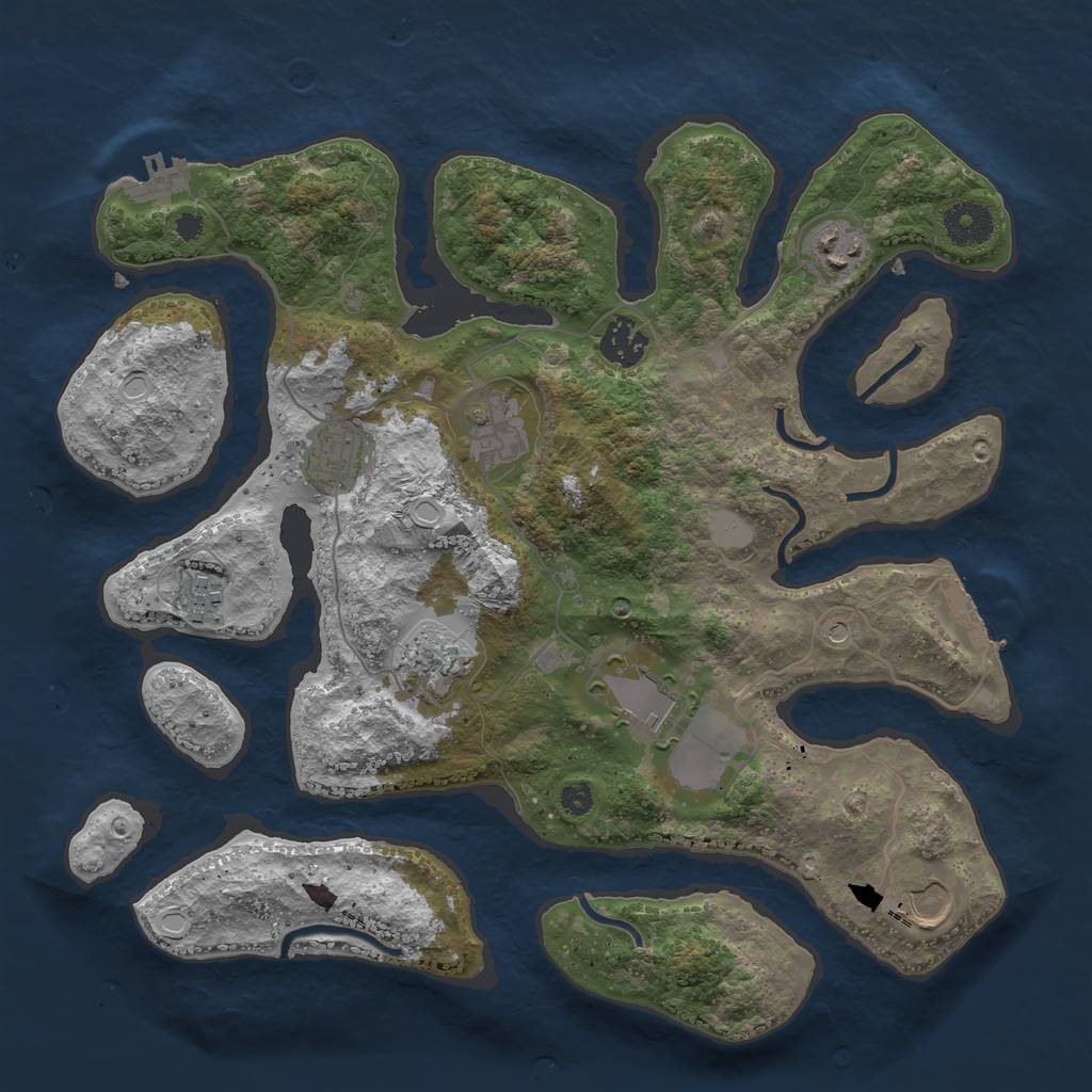 Rust Map: Procedural Map, Size: 3500, Seed: 60051857, 16 Monuments
