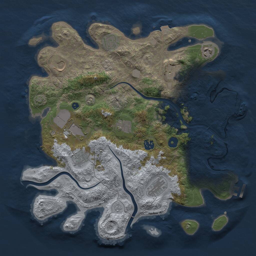 Rust Map: Procedural Map, Size: 3700, Seed: 22735, 16 Monuments