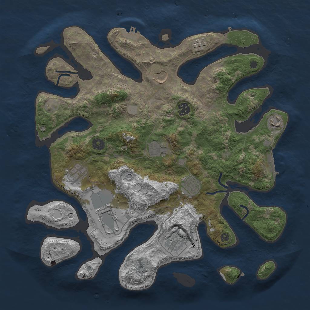 Rust Map: Procedural Map, Size: 3700, Seed: 22735, 17 Monuments