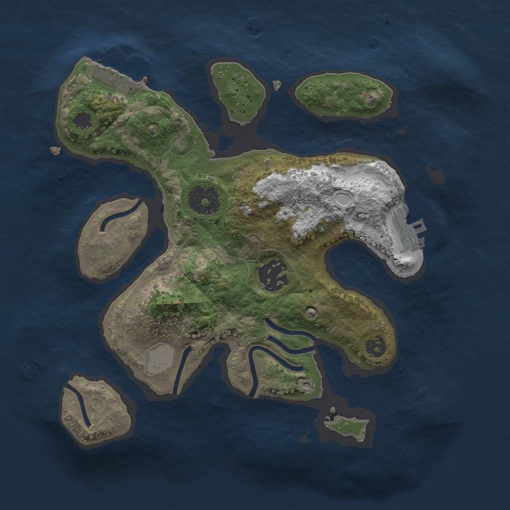Rust Map: Procedural Map, Size: 2500, Seed: 2545, 8 Monuments