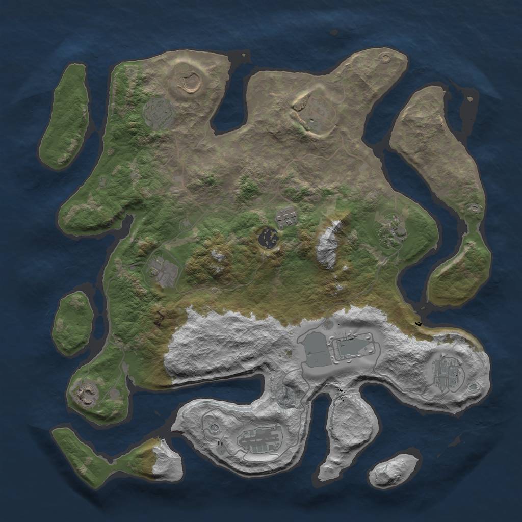 Rust Map: Barren, Size: 3950, Seed: 1226085071, 14 Monuments