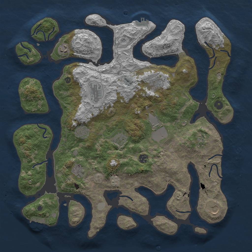 Rust Map: Procedural Map, Size: 4250, Seed: 1033590899, 19 Monuments